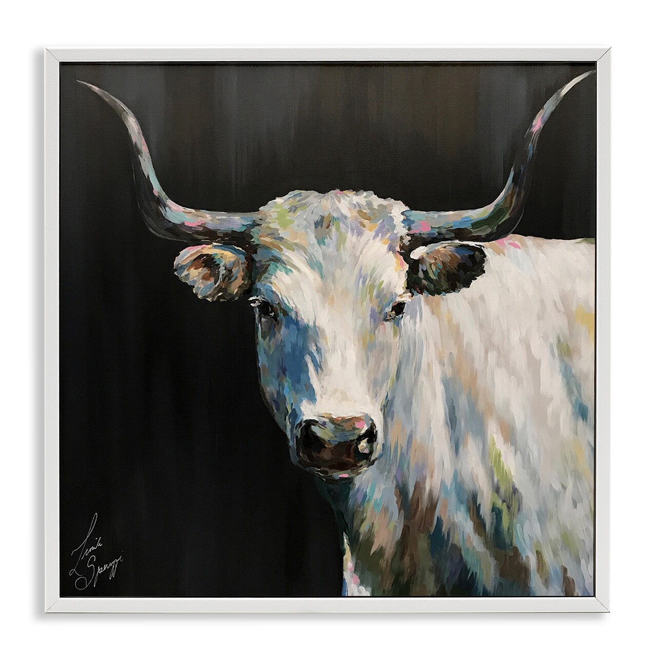 Stupell Industries Frances Modern White Cow Portrait Framed Giclee By Linda Sperruzzi